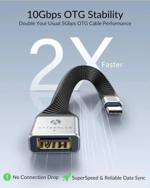Alt view image 2 of 7 - [10Gbps] USB C to USB Adapter Cable- 5 inch Afterplug USB3.2 Gen 2 OTG Cable USB C Male to USB A Female Thunderbolt 3/4 USB4 to USB for MacBook Pro/Air iPad Pro/Mini/Air Samsung S22 etc.
