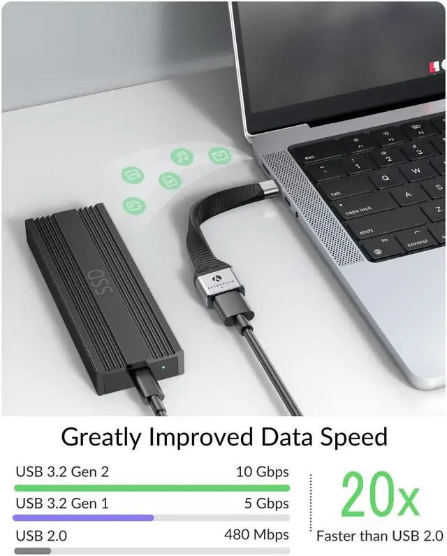 Alt view image 3 of 7 - [10Gbps] USB C to USB Adapter Cable- 5 inch Afterplug USB3.2 Gen 2 OTG Cable USB C Male to USB A Female Thunderbolt 3/4 USB4 to USB for MacBook Pro/Air iPad Pro/Mini/Air Samsung S22 etc.