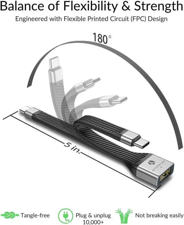 Alt view image 6 of 7 - [10Gbps] USB C to USB Adapter Cable- 5 inch Afterplug USB3.2 Gen 2 OTG Cable USB C Male to USB A Female Thunderbolt 3/4 USB4 to USB for MacBook Pro/Air iPad Pro/Mini/Air Samsung S22 etc.