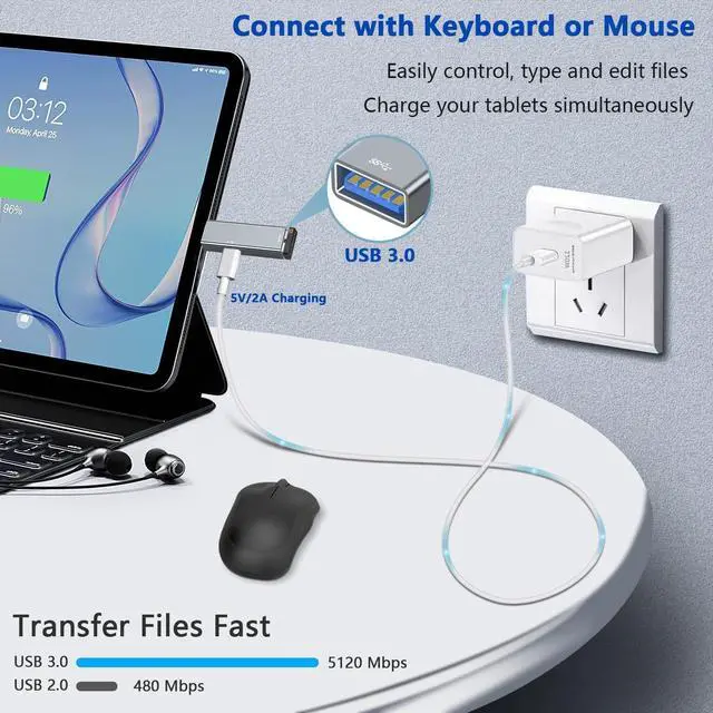 Alt view image 4 of 7 - USB C OTG Adapter with Power USB C to USB 3.0 Female Adapter with USB C Charging Compatible with Samsung S23 Ultra/S22/Tab S8/S6 iPad Pro Pixel 7/6/5/4XL Chromecast with Google TV/3D Printer-2Pcs