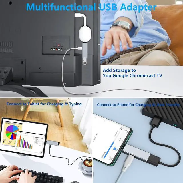 Alt view image 7 of 7 - USB C OTG Adapter with Power USB C to USB 3.0 Female Adapter with USB C Charging Compatible with Samsung S23 Ultra/S22/Tab S8/S6 iPad Pro Pixel 7/6/5/4XL Chromecast with Google TV/3D Printer-2Pcs