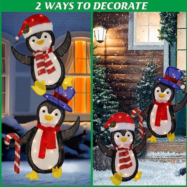 Twinkle Star 2FT Lighted Pop Up Christmas Penguin Decorations, Pre-Lit  Light Up 48 LED Warm White Lights, Collapsible Easily Metal Stand  Easy-Assembly