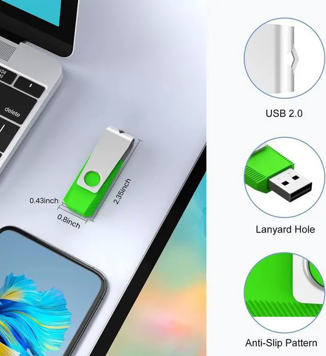 Alt view image 2 of 7 - 10 Pack 8GB USB Flash Drive USB 2.0 Swivel Metal Memory Stick Thumb Drives Pen Drive Jump Drive for Data Storage (4 Mixed Color)
