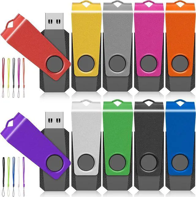 Main image of USB Flash Drives 10 Pack 1GB Flash Drive - USB 2.0 Thumb Drive USB Stick Jump Zip Drive Flashdrive USB Memory Stick Pendrive for Data Storage & Transfer with 10PCS Lanyard (Multi-Colored)
