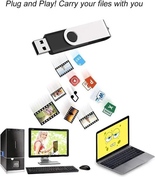 Alt view image 3 of 7 - 10 Pack 2GB USB Flash Drive USB 2.0 Thumb Drives Jump Drive Fold Storage Memory Stick Swivel Design - Black
