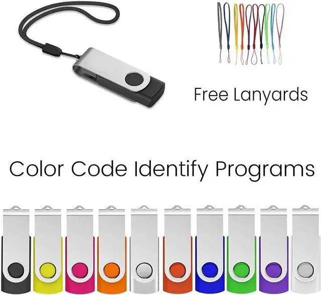 Alt view image 5 of 7 - 1GB USB Flash Drive 10 Pack USB 2.0 Memory Stick with Lanyards Swivel Thumb Drives Bulk U Disk 1GB Pendrive Jump Drive Zip Drive for Data Storage (1GB 10 Pack Mixcolor)