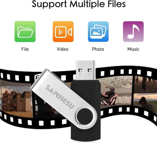Alt view image 4 of 7 - 64GB 2 Pack USB Flash Drive 3.0 USB Memory Stick Rotating Design High Speed Thumb Drive Jump Drive with LED Light Data Storage for PC/Laptop/Car/TV and More (2 Colors: Black Blue)