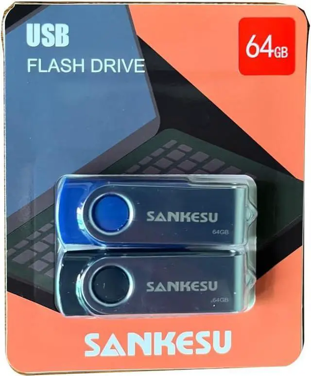 Alt view image 7 of 7 - 64GB 2 Pack USB Flash Drive 3.0 USB Memory Stick Rotating Design High Speed Thumb Drive Jump Drive with LED Light Data Storage for PC/Laptop/Car/TV and More (2 Colors: Black Blue)