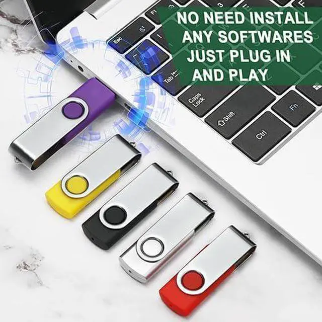 Alt view image 5 of 7 - 10 Pack 32GB USB Flash Drives USB 2.0 Thumb Drive 32GB Memory Sticks Swivel High Speed Jump Drive Pen Drive External Storage for Desktops Computer Laptop