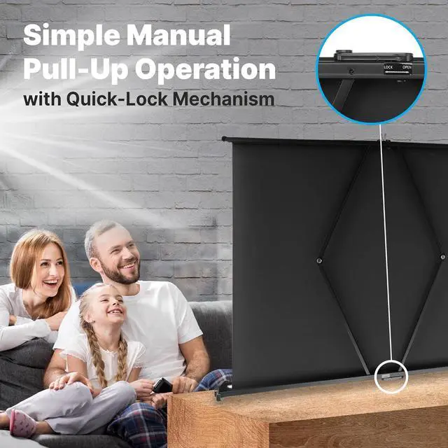 Alt view image 6 of 7 - Pyle 50" Inch Portable Projector Screen - Portable Floor Standing, Manual Retractable Pull-Out Style, Mobile Movie Screen, Home Theater Cinema Wedding Party Office Presentation, Quick Assembly