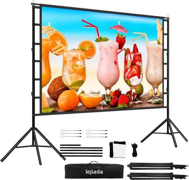 Main image of 11-Foot Projector Screen and Stand,150 inch Indoor Outdoor Projection Screen Wrinkle-Free Design perfectmance for Movie Night and Outdoor Camping, Conference, Office,Presentations