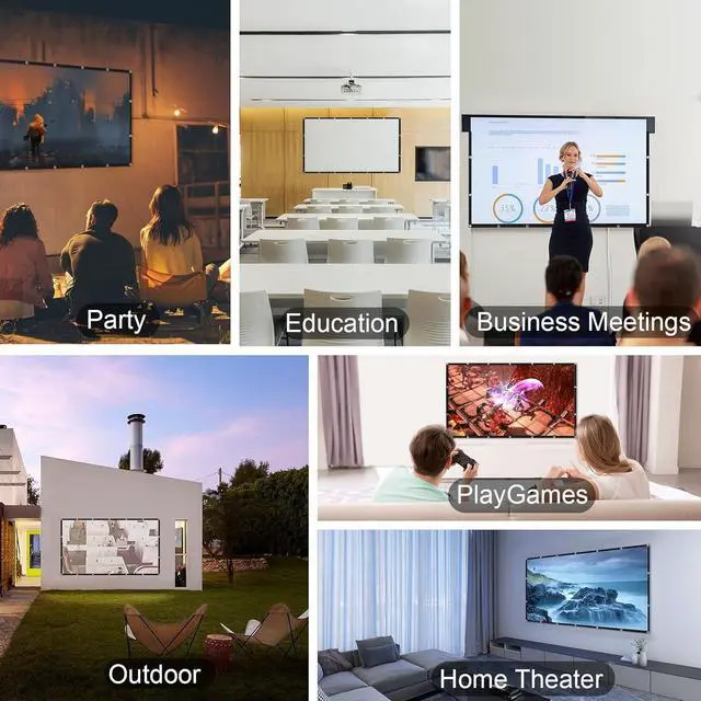 Alt view image 7 of 7 - 150 inch Projector Screen Portable Projection Screen 16:9 Foldable Washable Spandex Sheet Outdoor Movies Screenfor Indoor Outdoor use(White)