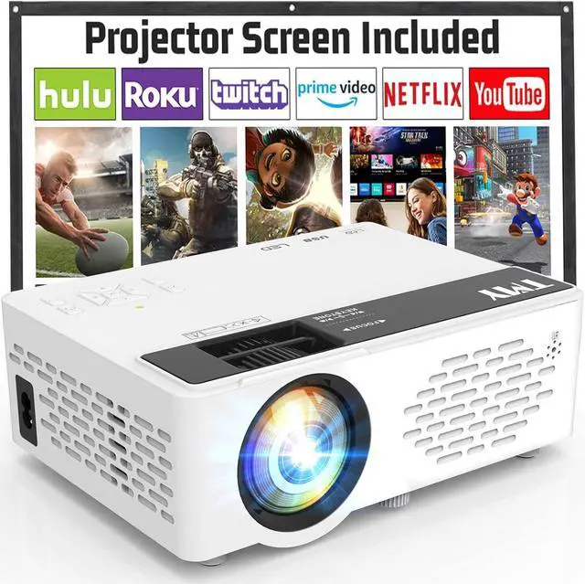 Main image of Mini Projector, Upgraded Bluetooth Projector with Screen, 1080P Full HD Portable Projector, Movie Projector Compatible with TV Stick Smartphone/HDMI/USB, indoor & outdoor use
