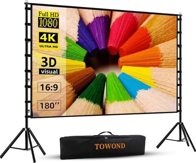 Main image of Projector Screen and Stand 180 inch Outdoor Projector Screen 15 FT Large Projection Screen Portable 16:9 4K HD Rear Front Movie Screen with Carry Bag Wrinkle-Free Design for Backyard Theater