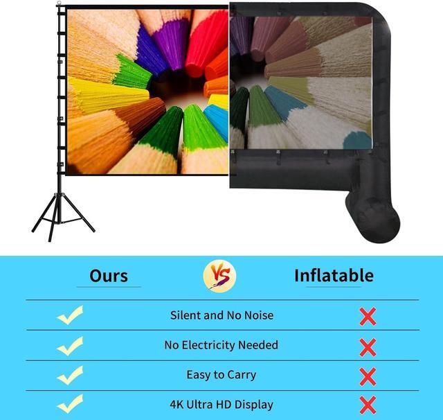Alt view image 2 of 7 - Projector Screen and Stand 180 inch Outdoor Projector Screen 15 FT Large Projection Screen Portable 16:9 4K HD Rear Front Movie Screen with Carry Bag Wrinkle-Free Design for Backyard Theater