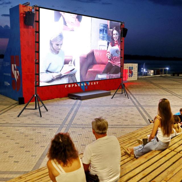 Alt view image 7 of 7 - Projector Screen and Stand 180 inch Outdoor Projector Screen 15 FT Large Projection Screen Portable 16:9 4K HD Rear Front Movie Screen with Carry Bag Wrinkle-Free Design for Backyard Theater