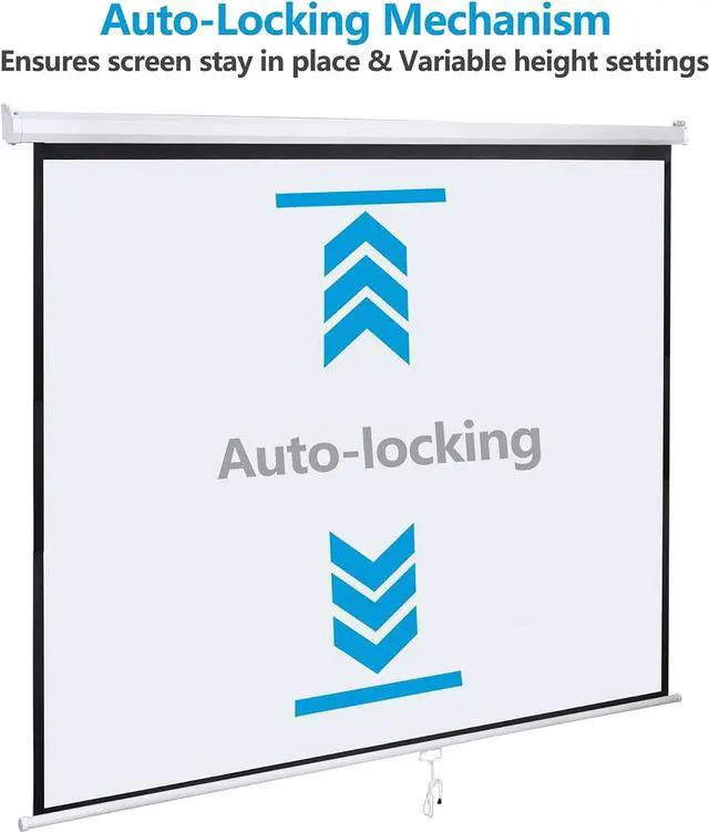 Alt view image 5 of 7 - Smartxchoices 120" HD Manual Projector Screen 1.1 Format with Auto Lock Anti-Crease Home Theater Office Wall Mounted Ceiling Pull Down Projection 1.1 Gain Matte White,View Size: 84 x 84 inches