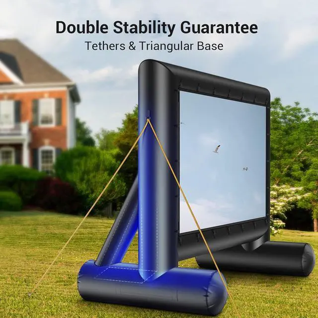Alt view image 2 of 7 - Amada Outdoor Inflatable Projector Screen 14 Feet Blow up Movie Screen with Fast Low-Noise Air Blower Support Front Rear Projection for Home Theater Backyard Movie Night Barbecue Pool Party