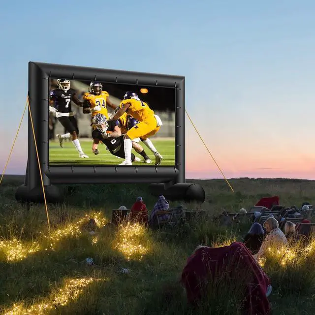 Alt view image 7 of 7 - Amada Outdoor Inflatable Projector Screen 14 Feet Blow up Movie Screen with Fast Low-Noise Air Blower Support Front Rear Projection for Home Theater Backyard Movie Night Barbecue Pool Party
