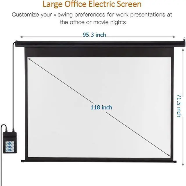 Alt view image 2 of 7 - Auto Motorized Projector Screen with Remote Control 120 inch 4:3 Aspect Ratio Wall/Ceiling Mounted Electric Movie Screen Wrinkle-Free Great for Home Office Theater TV Black Frame
