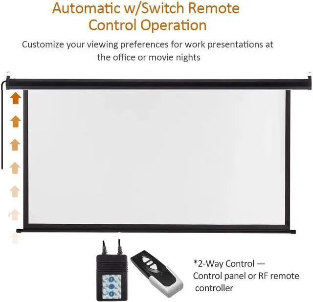 Alt view image 3 of 7 - Auto Motorized Projector Screen with Remote Control 120 inch 4:3 Aspect Ratio Wall/Ceiling Mounted Electric Movie Screen Wrinkle-Free Great for Home Office Theater TV Black Frame