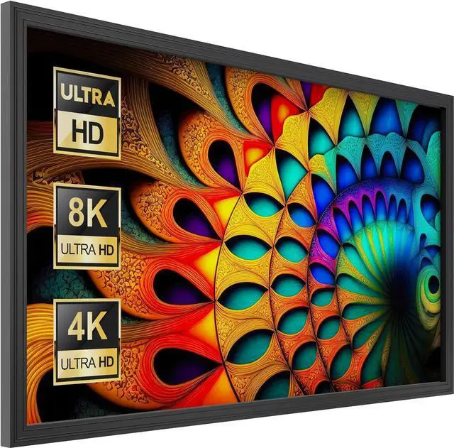 Alt view image 2 of 7 - Fixed Frame Projector Screen - Matte 100 inch - Hang on Wall - 4K - 8K Ultra HD HDTV HDR & Active 3D Ultra Short Throw - 16:9 Format