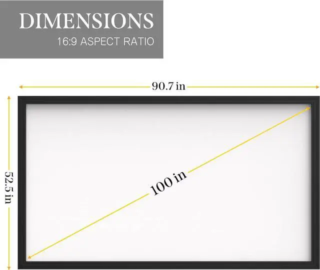 Alt view image 3 of 7 - Fixed Frame Projector Screen - Matte 100 inch - Hang on Wall - 4K - 8K Ultra HD HDTV HDR & Active 3D Ultra Short Throw - 16:9 Format