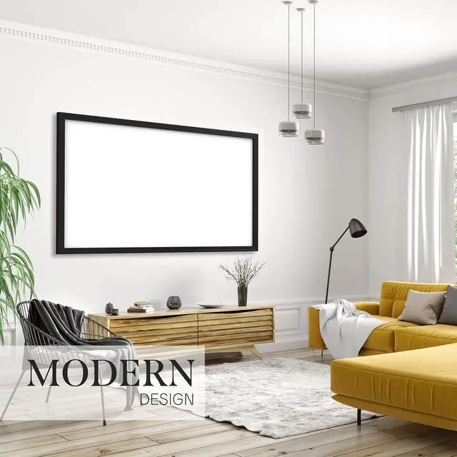 Alt view image 7 of 7 - Fixed Frame Projector Screen - Matte 100 inch - Hang on Wall - 4K - 8K Ultra HD HDTV HDR & Active 3D Ultra Short Throw - 16:9 Format