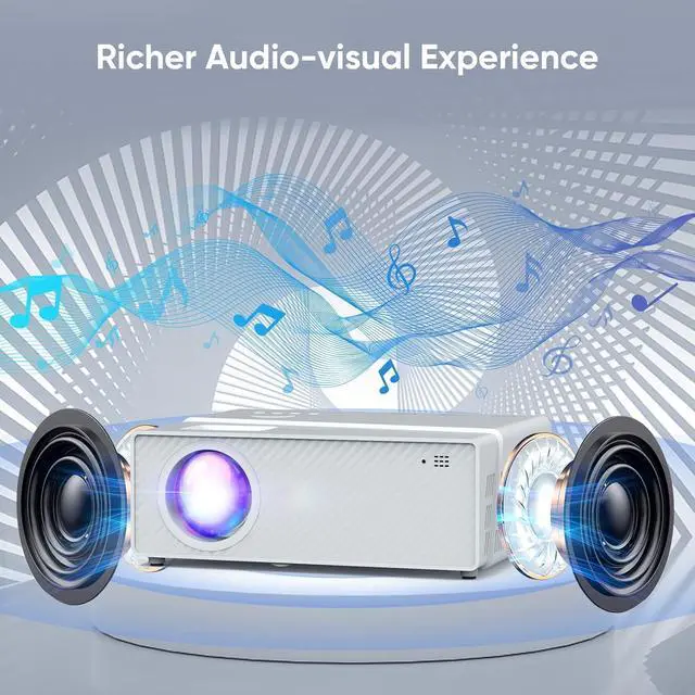 Alt view image 7 of 7 - 5G WiFi Bluetooth Projector with Screen 450 ANSI Real Native 1080P 4K Outdoor Projector for Theater Movies Synchronize Smartphone Compatible W/TV Stick/HDMI/PS4 [120 Screen Included]