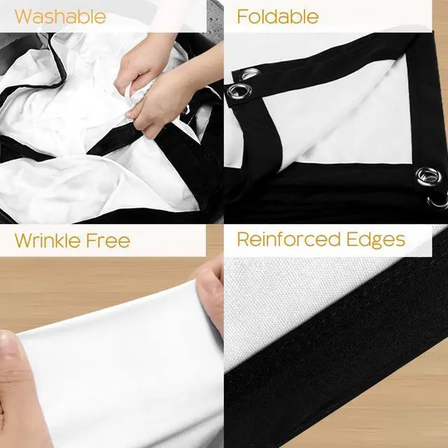 Alt view image 4 of 7 - Projector Screen 100 inch Outdoor Movie Screen with Carrying Bag Portable for Camping 16:9 4K HD Foldable and Anti-Crease Projection Screen Support Double Sided Projection for Home Theater