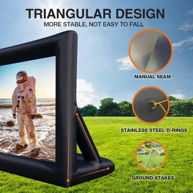 Alt view image 4 of 7 - Inflatable Movie Screen Outdoor Projector Screen for Outside 20ft Blow Up Screens Front and Rear Projection with Air Blower Best for Movie Nights Backyard Home Theater Pool Party