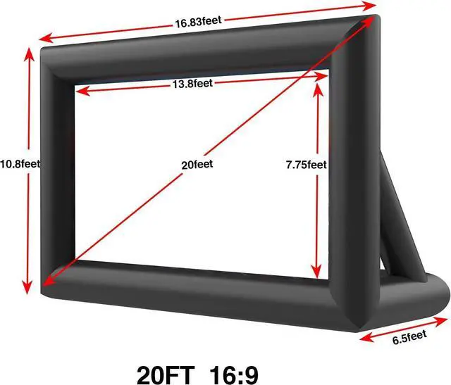 Alt view image 7 of 7 - Inflatable Movie Screen Outdoor Projector Screen for Outside 20ft Blow Up Screens Front and Rear Projection with Air Blower Best for Movie Nights Backyard Home Theater Pool Party