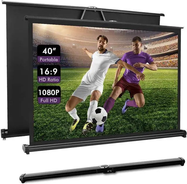 Main image of 40" Inch Portable Projection Screen16:9 Small Retractable Floor Standing Mobile Tabletop Screen with Stand Lightweight Carry & Durable for Schools Meeting Indoor Outdoor