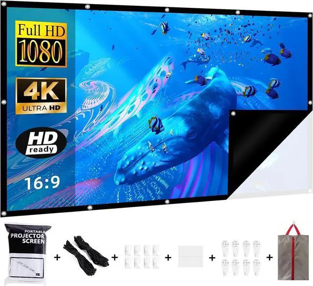 Main image of Black Backing Projector Screen 60 Inch VERCORKIN Outdoor Indoor Portable Projection Screens Movie Screen 16:9 Foldable for Home Theater Movies Office Outdoor Movies (60 INCH)