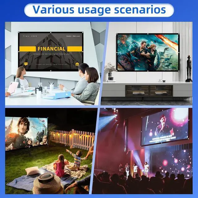 Alt view image 6 of 6 - Black Backing Projector Screen 60 Inch VERCORKIN Outdoor Indoor Portable Projection Screens Movie Screen 16:9 Foldable for Home Theater Movies Office Outdoor Movies (60 INCH)