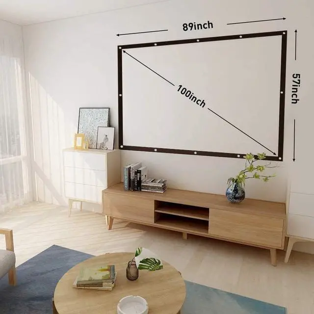 Alt view image 2 of 7 - Double Layer Projector Screen 100 inch 16:9 Portable Projection Movie Screen 3D with No Light Transmission for Home Theater Outdoor Indoor Office with 15 Nails No Crease