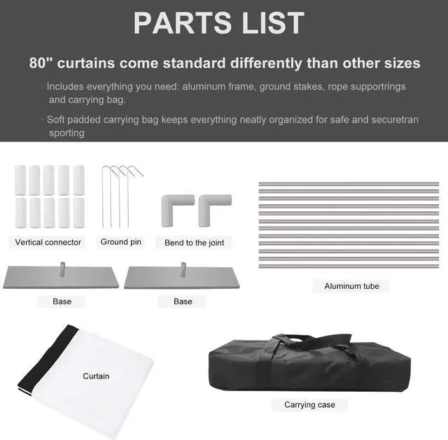 Alt view image 5 of 7 - Projector Screen with Stand 80 inch Portable Projection Screen 16:9 4K HD Projections Movies Screen with Carry Bag for Indoor Outdoor Home Theater Backyard Cinema Travel