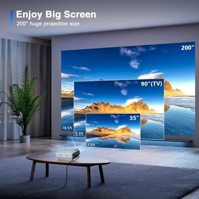 Alt view image 3 of 7 - Upgraded Mini Projector, Full HD 1080P Home Theater Video Projector, Compatible with HDMI/USB/AV/Smartphone/TV Box/Laptop