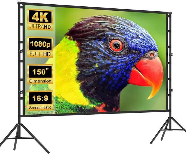 Main image of Projector Screen 150 Inch Projector Screen and Stand Portable Indoor Outdoor Projector Screen 4K HD Wrinkle-Free Movie Screen Projector Screen with Stand for Family Home Theater
