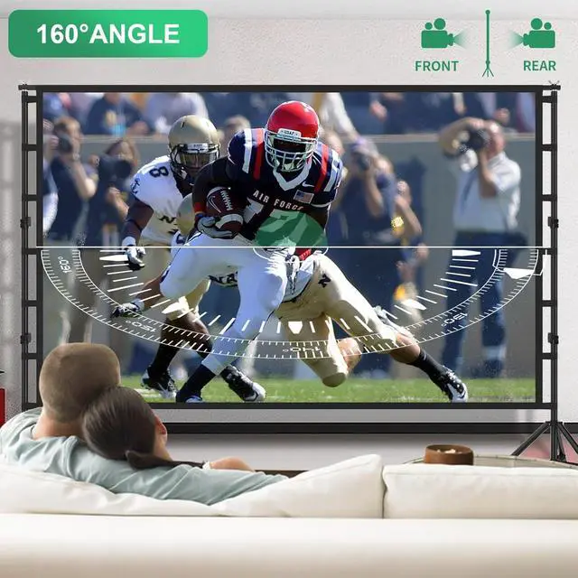 Alt view image 4 of 7 - Projector Screen 150 Inch Projector Screen and Stand Portable Indoor Outdoor Projector Screen 4K HD Wrinkle-Free Movie Screen Projector Screen with Stand for Family Home Theater