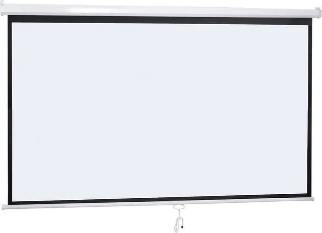 Alt view image 2 of 7 - 100 16:9 HD Manual Projector Screen with Auto Lock Anti-Crease Home Theater Office Wall Mounted Ceiling Pull Down Projection 1.1 Gain Matte White