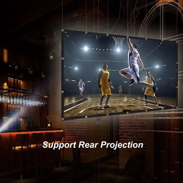 Alt view image 7 of 7 - Projector Screen 100 inch Outdoor Projection Screen 16:9 4K HD Screen Wrinkle-Free