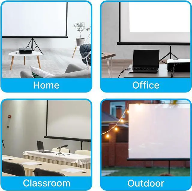 Alt view image 7 of 7 - Pyle 80 Inch Portable Projector Screen with Tripod Stand - Quick Setup Fold Out Roll Up Screen Featuring White Matte Surface 16:9 Aspect Ratio Black Masking Border, Ideal for Indoor and Outdoor Use