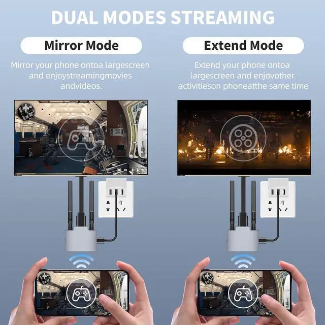 Alt view image 6 of 7 - Wireless Display Adaptor - 1080p Wireless HDMI Display Dongle Adapter Wireless HDMI Transmitter Wireless Hdmi Extender Plug and Play for Laptop PC Smartphone to HDTV Projector Monitor