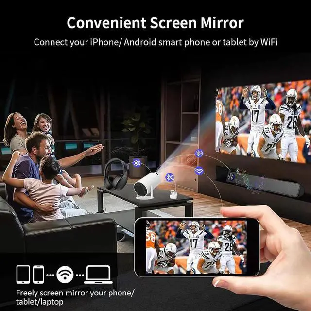 Alt view image 6 of 6 - Portable Projector WiFi Bluetooth: Auto Keystone Mini projector for IOS Android Phone Laptop TV Stick HDMI USB
