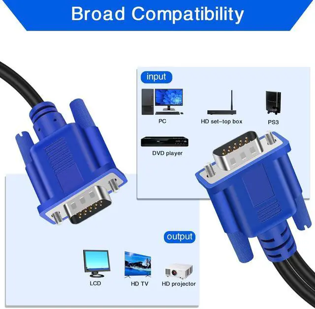 Alt view image 3 of 7 - PASOW VGA Splitter Cable Dual Monitor Y Adapter Video Cord 1 Male to 2 Male Screen Duplication Support 1080P Full HD for projectors, HDTVs, Monitors (6ft)