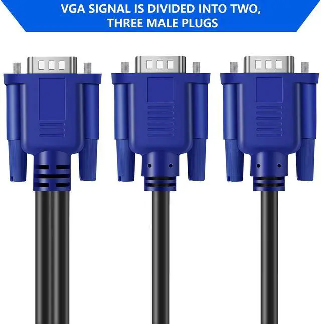 Alt view image 4 of 7 - PASOW VGA Splitter Cable Dual Monitor Y Adapter Video Cord 1 Male to 2 Male Screen Duplication Support 1080P Full HD for projectors, HDTVs, Monitors (6ft)