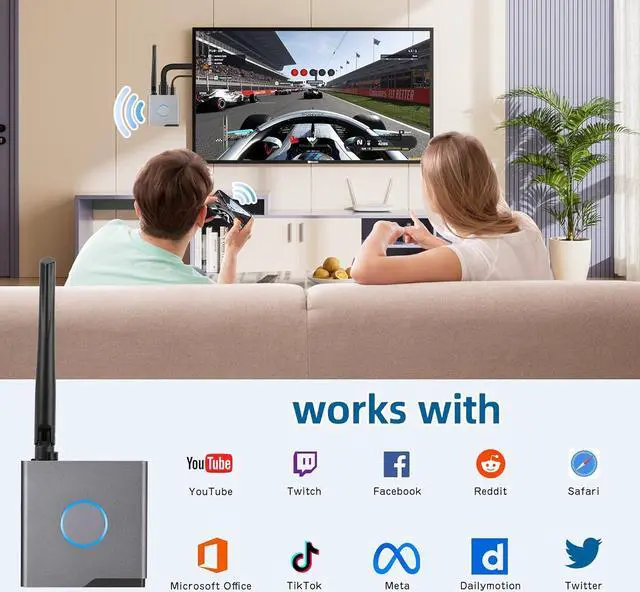 Alt view image 7 of 7 - Wireless HDMI Display Dongle Adapter 4K, Wireless Receiver, Streaming Media Video/Audio/File HDMI Wireless Extender from Laptop, PC, Smartphone to HDTV Projector Monitor
