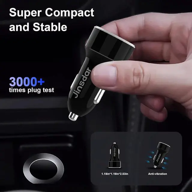 Alt view image 5 of 7 - USB C Car Charger, 48W Type C Car Phone Charger Adapter Cigarette Lighter Super Fast Charging PD 3.0 QC Dual Port Cargador for iPhone 15/14/13, Samsung Galaxy S23/S22, Google Pixel 8/7