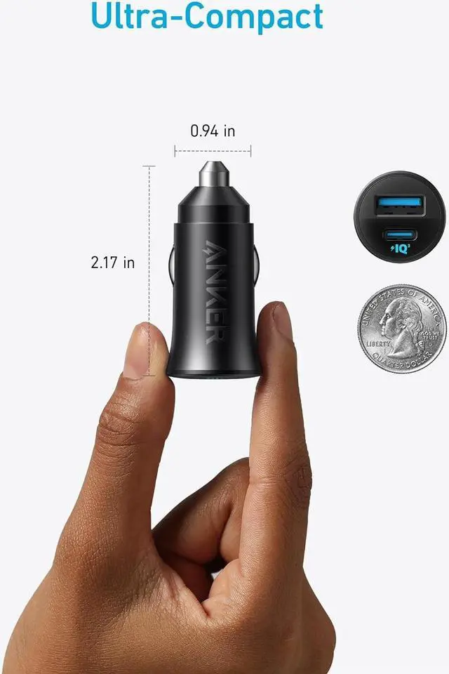 Alt view image 3 of 7 - USB-C Car Charger Cigarette Lighter USB Charger iPhone 16 Car Charger 30W 2-Port Type-C Car Adapter PowerIQ 3.0 for iPhone 16/15/14/13/12  Galaxy S23 iPad AirPods and More